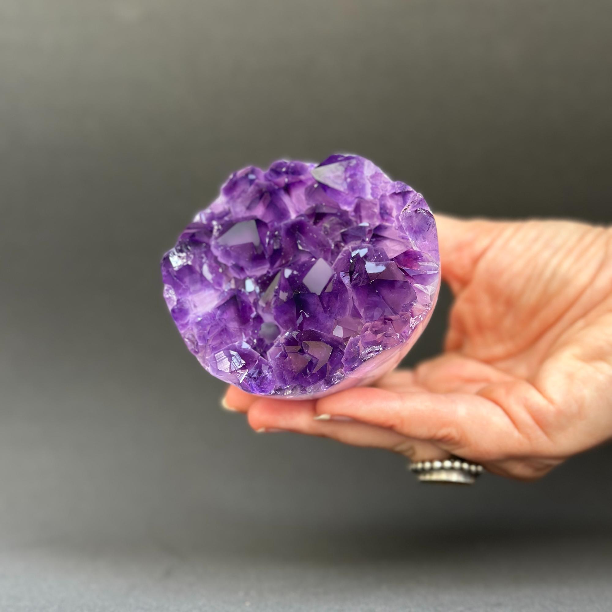 Amethyst Cupcake, Cylinder with Polished Colorful Agate Edges