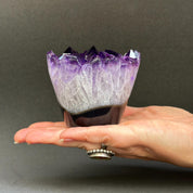 Amethyst Cupcake, Cylinder with Polished Colorful Agate Edges