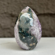 Amethyst Geode Crystal Egg with incredible Agate formations, Natural cave shaped polished agate stone