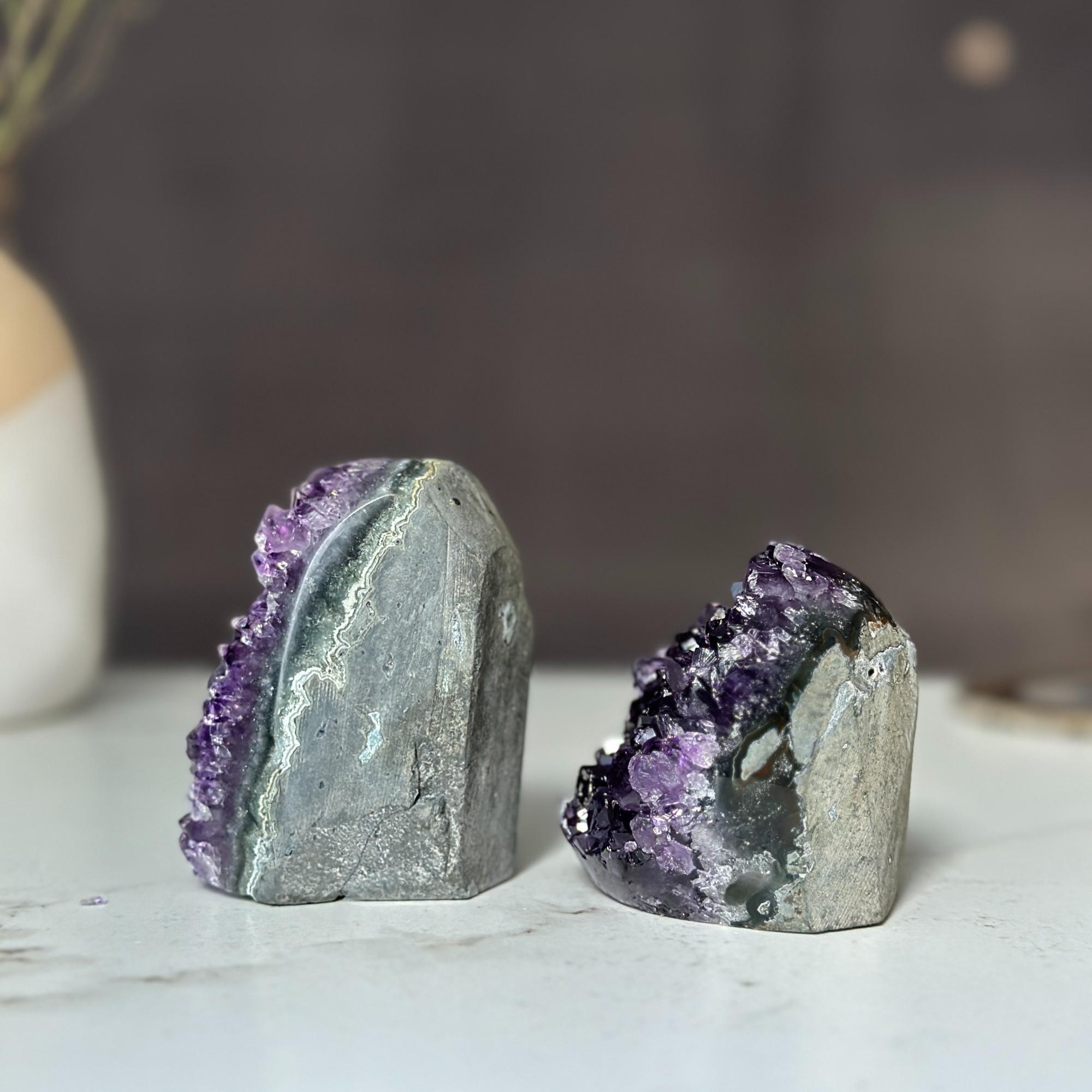 Amethyst set, amethysts for meditation altar, anxiety crystals