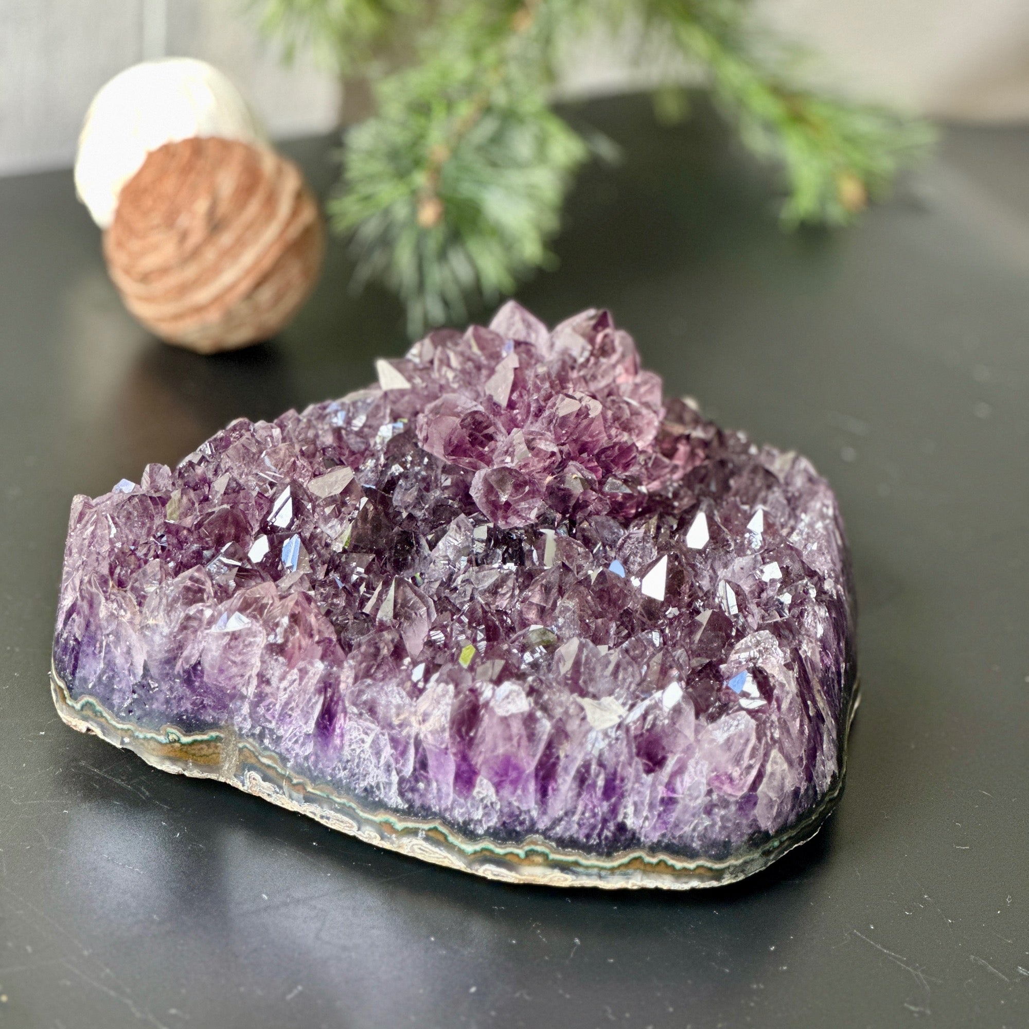 Extra Large Amethyst, Flat shaped Full polished stone, Stunning decor piece