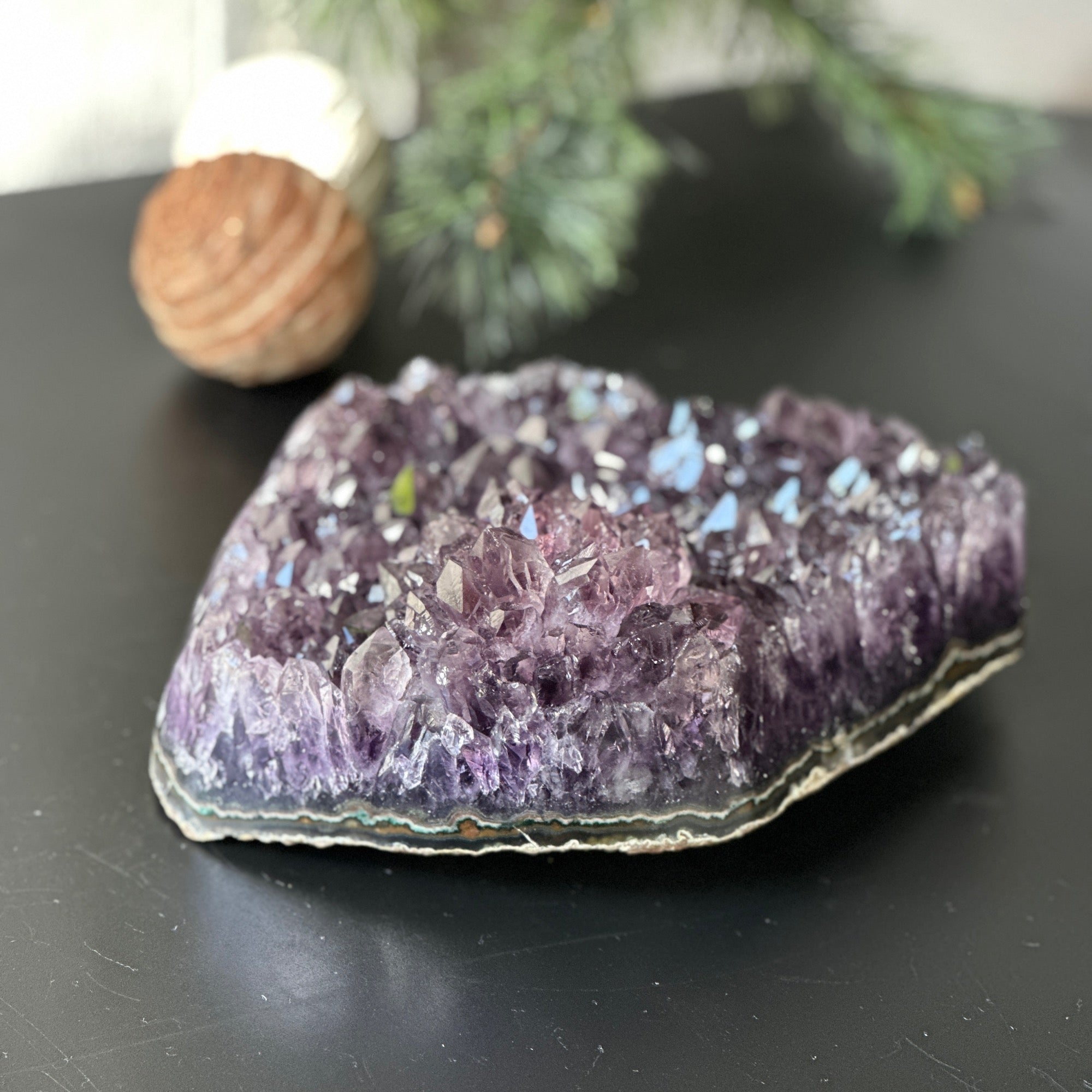 Extra Large Amethyst, Flat shaped Full polished stone, Stunning decor piece