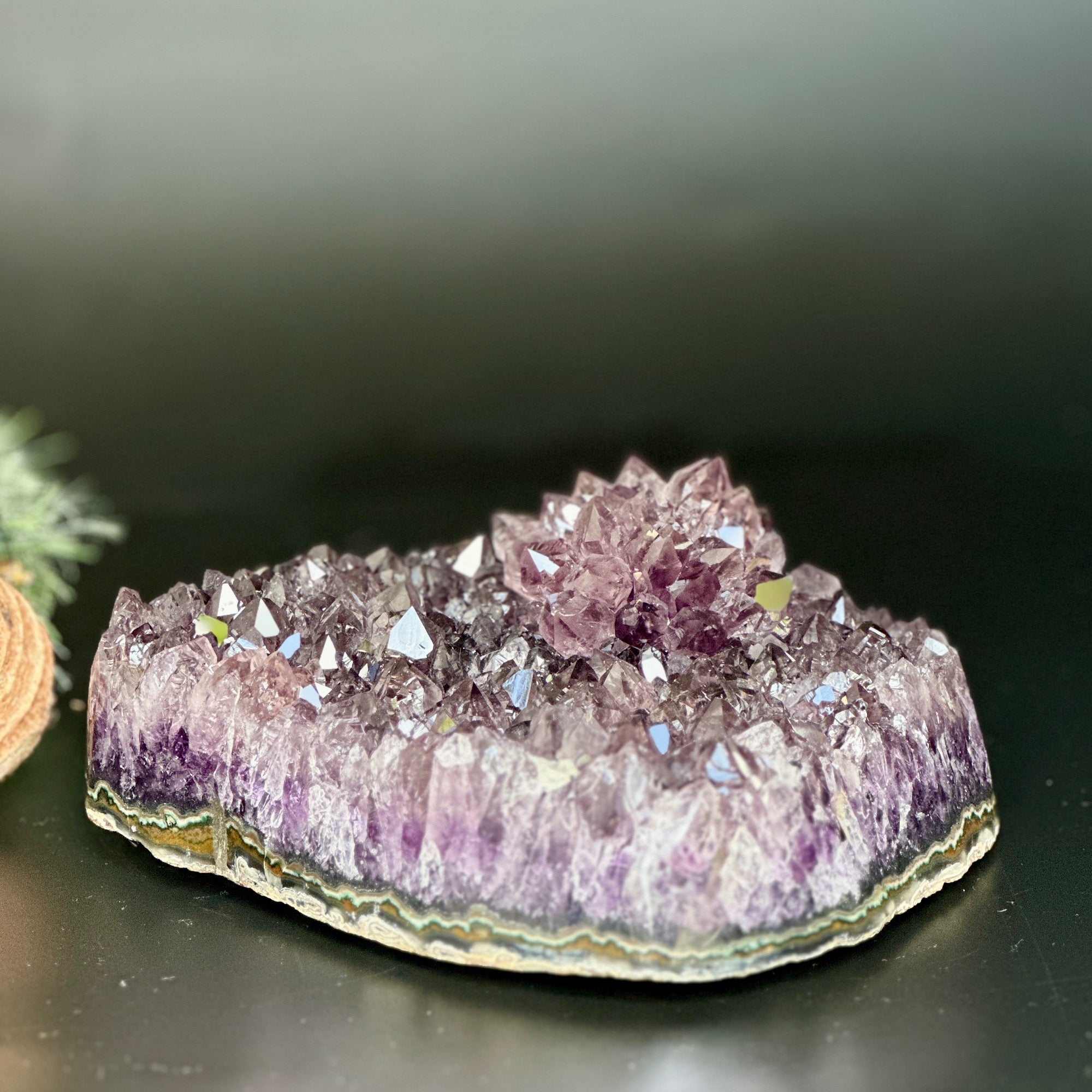 Extra Large Amethyst, Flat shaped Full polished stone, Stunning decor piece