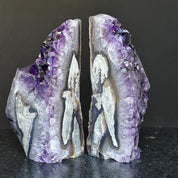 Amethyst bookends, One of a kind set of amethyst and agate geode crystals