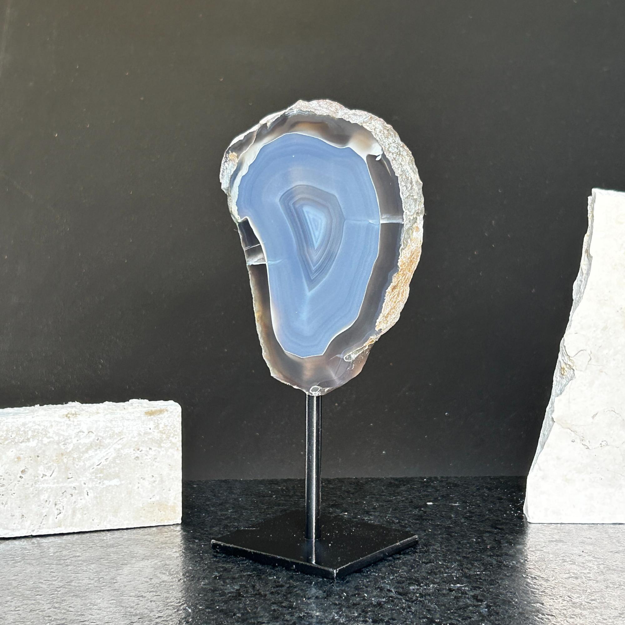 Agate Slice with metallic base included, Large Brown Agate Geode, 100% Natural Colors