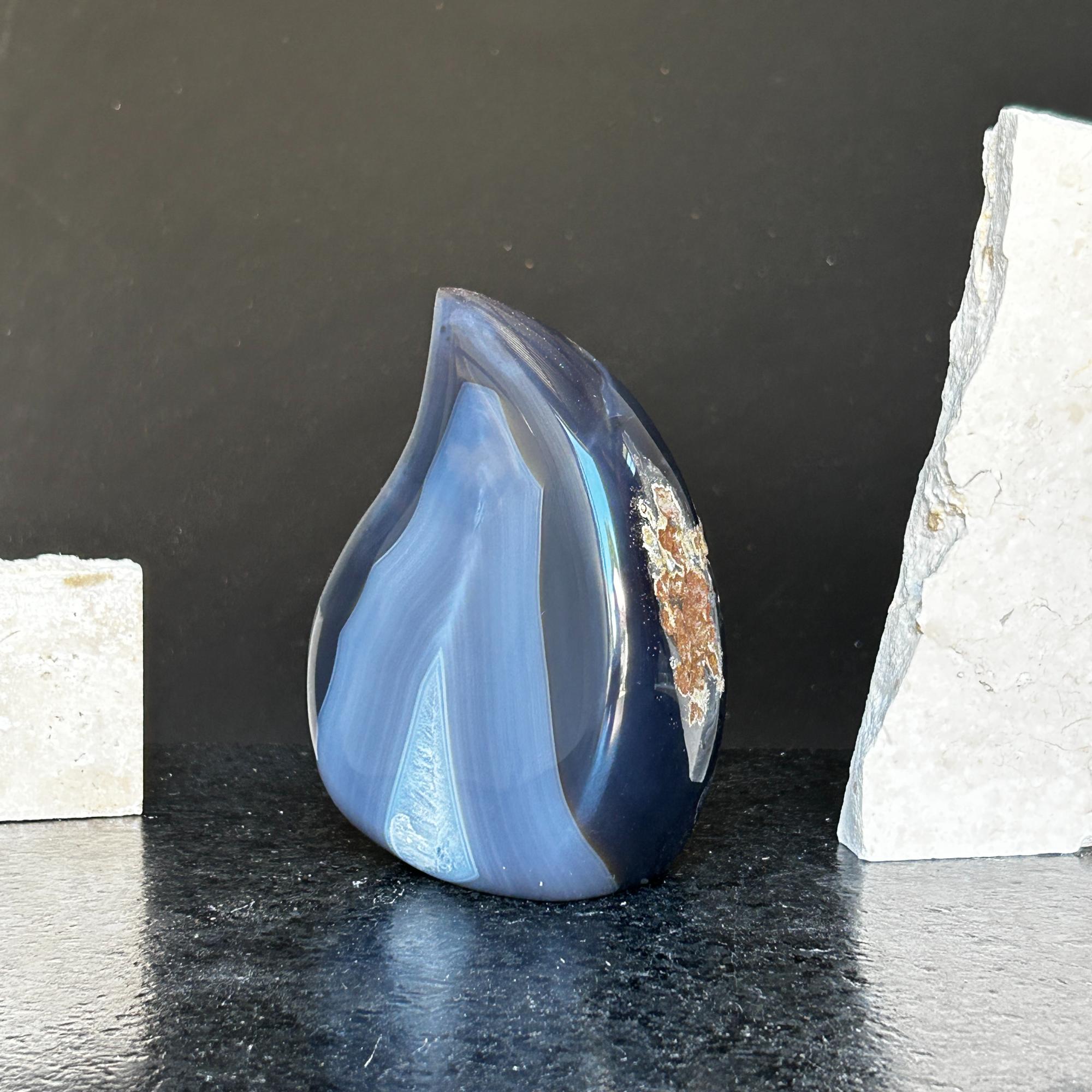 Large agate crystal flame, 2lb stone flame, large decorative stone piece, colorful gem