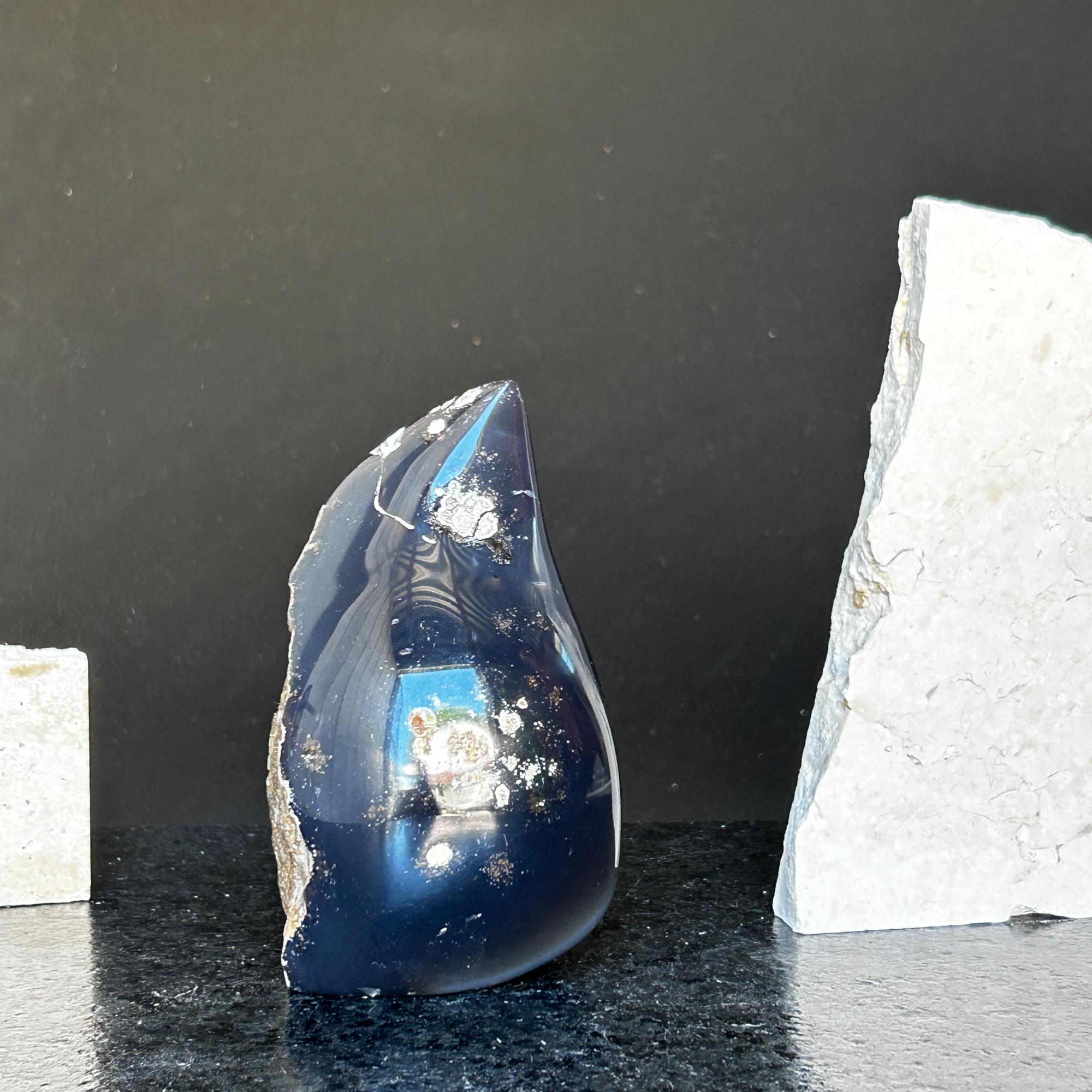 Large agate crystal flame, 2lb stone flame, large decorative stone piece, colorful gem