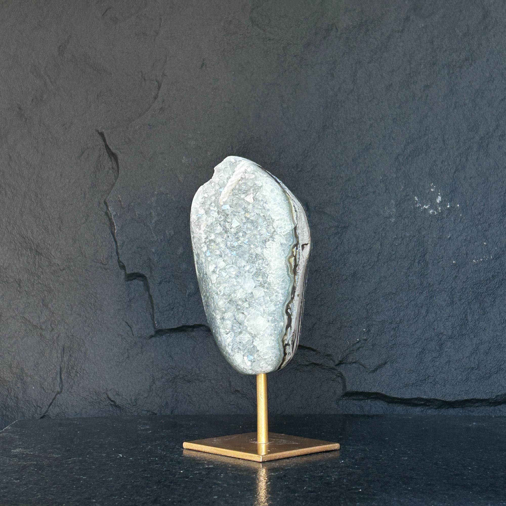 White Quartz with metallic base, Large Cave shaped, 10 inches tall piece for collectors, Full polished, Stunning decor Crystal