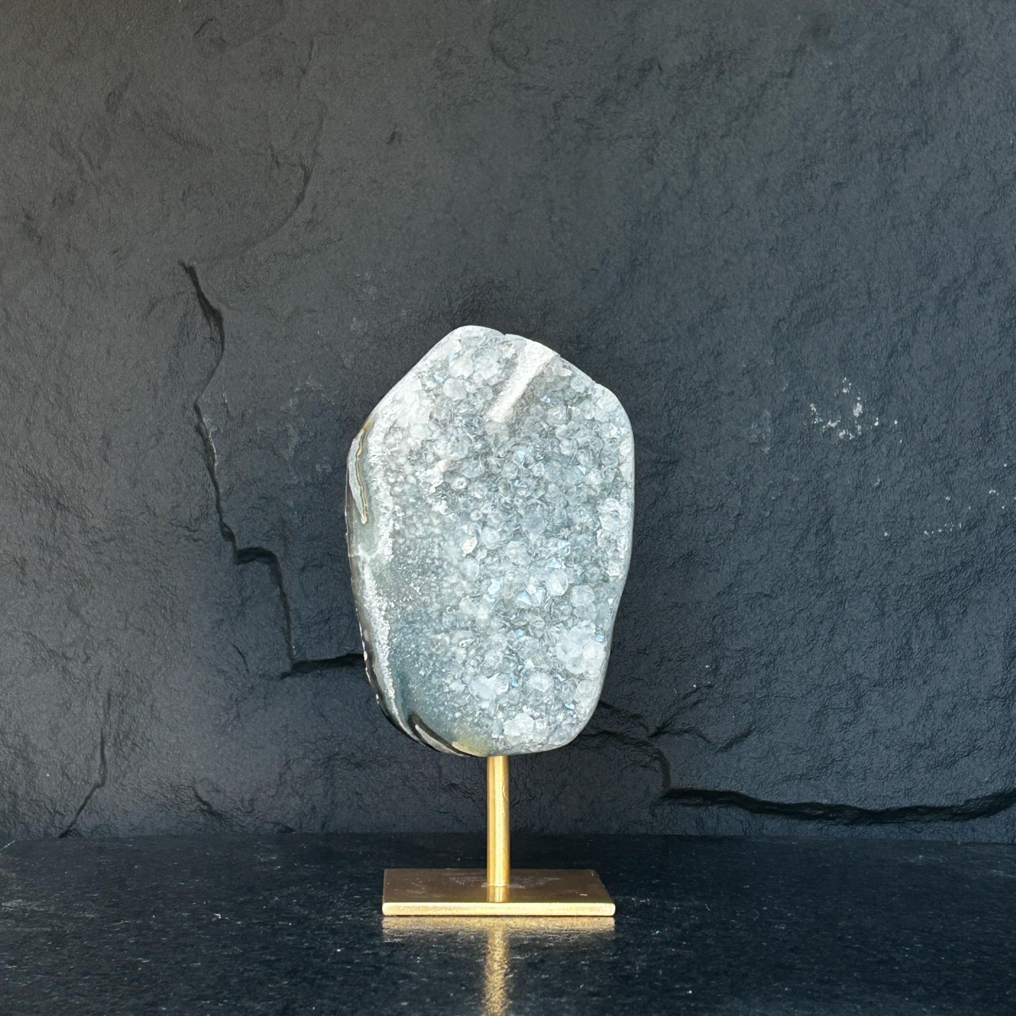 White Quartz with metallic base, Large Cave shaped, 10 inches tall piece for collectors, Full polished, Stunning decor Crystal