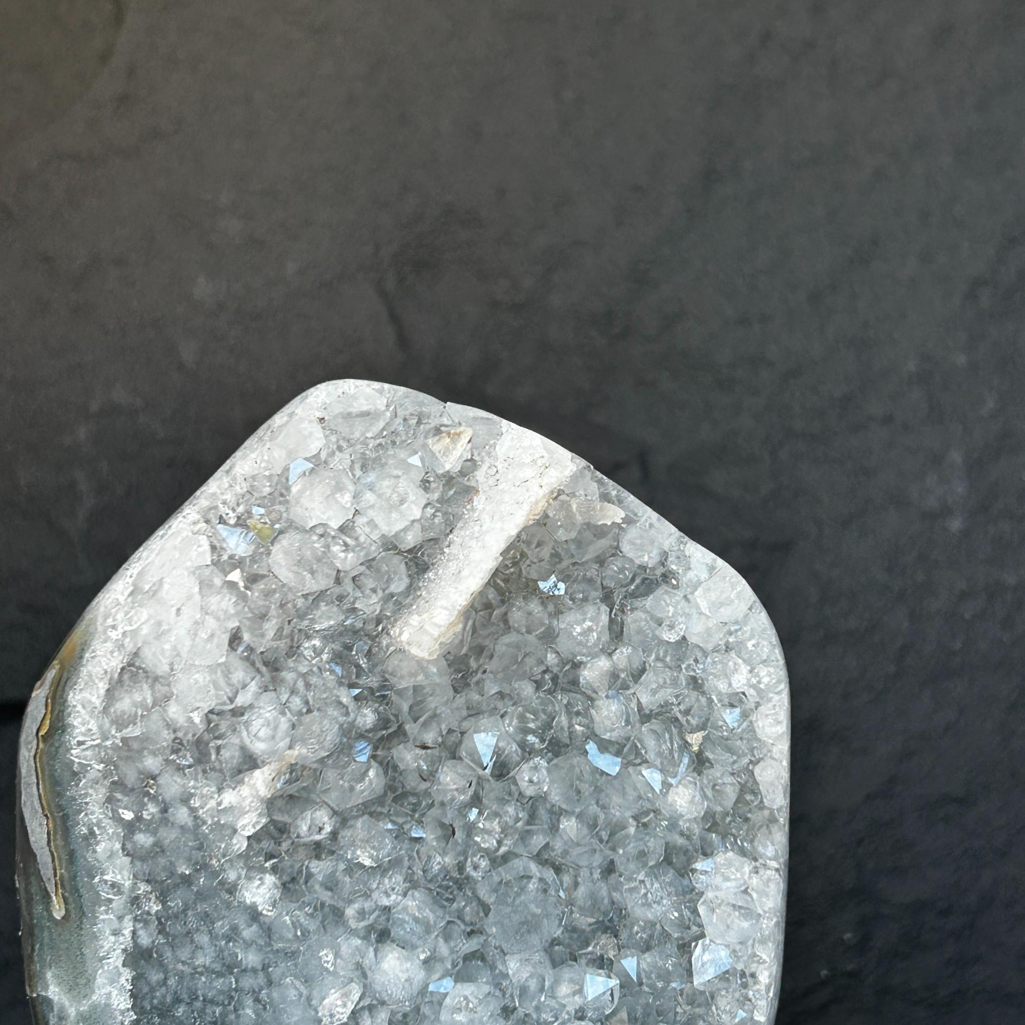 White Quartz with metallic base, Large Cave shaped, 10 inches tall piece for collectors, Full polished, Stunning decor Crystal