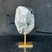 Large Amethyst Geode Crystal, Deep Purple Amethyst on modern gold stand