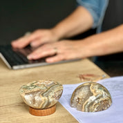 Jasper Paperweight, Natural Crystal Desk Ornament, Co-work Gift Idea