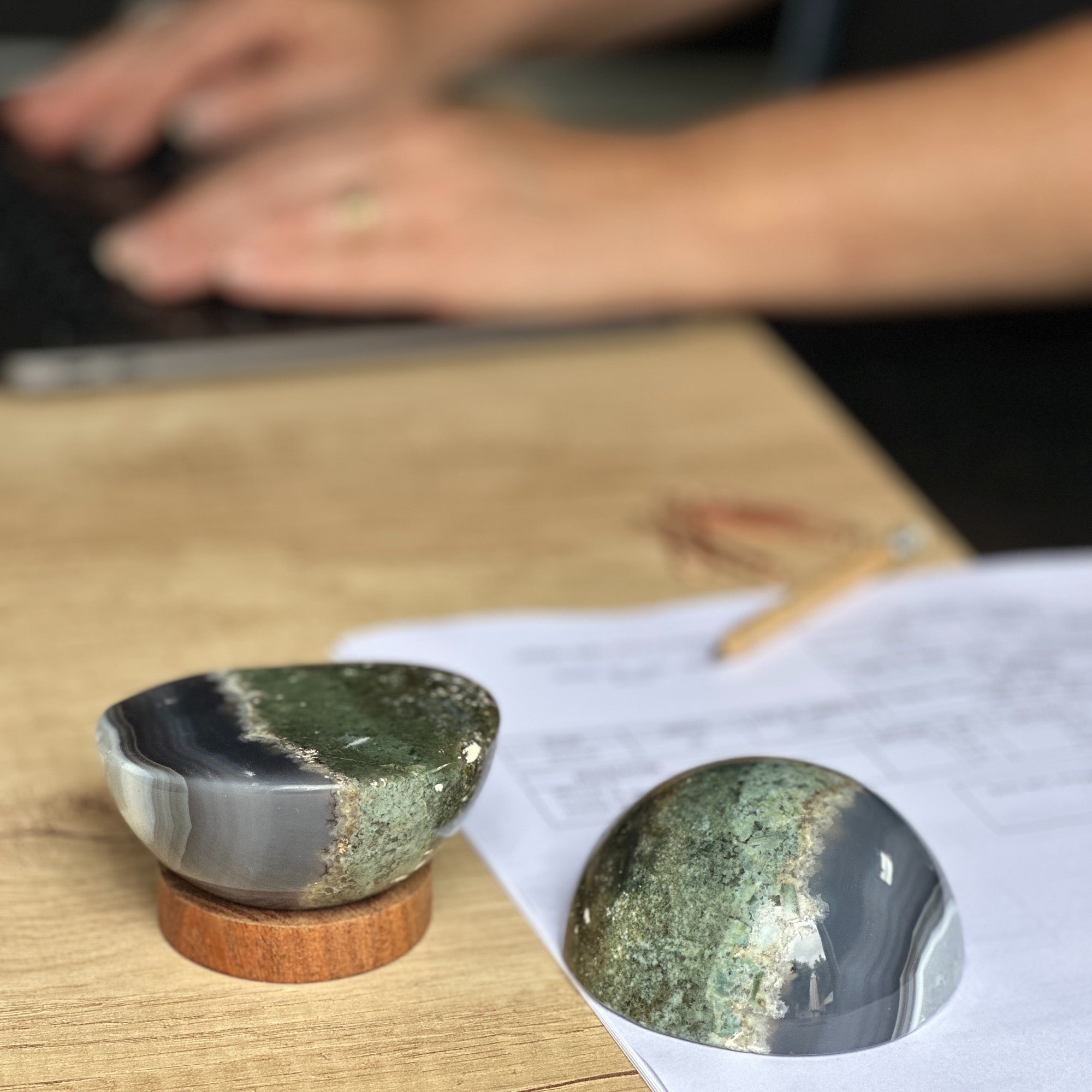 Jasper Paperweight, Natural Crystal Desk Ornament, Co-work Gift Idea
