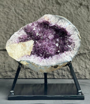 Amethyst Formation for Collectors, Rare Crystal Geode with Calcite, Outstanding Quality Amethyst