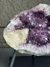 Amethyst Formation for Collectors, Rare Crystal Geode with Calcite, Outstanding Quality Amethyst