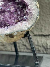 Amethyst Formation for Collectors, Rare Crystal Geode with Calcite, Outstanding Quality Amethyst