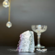 Galaxy Amethyst geode, 3.5-inch tall, with deep purple crystals and white outer layer.