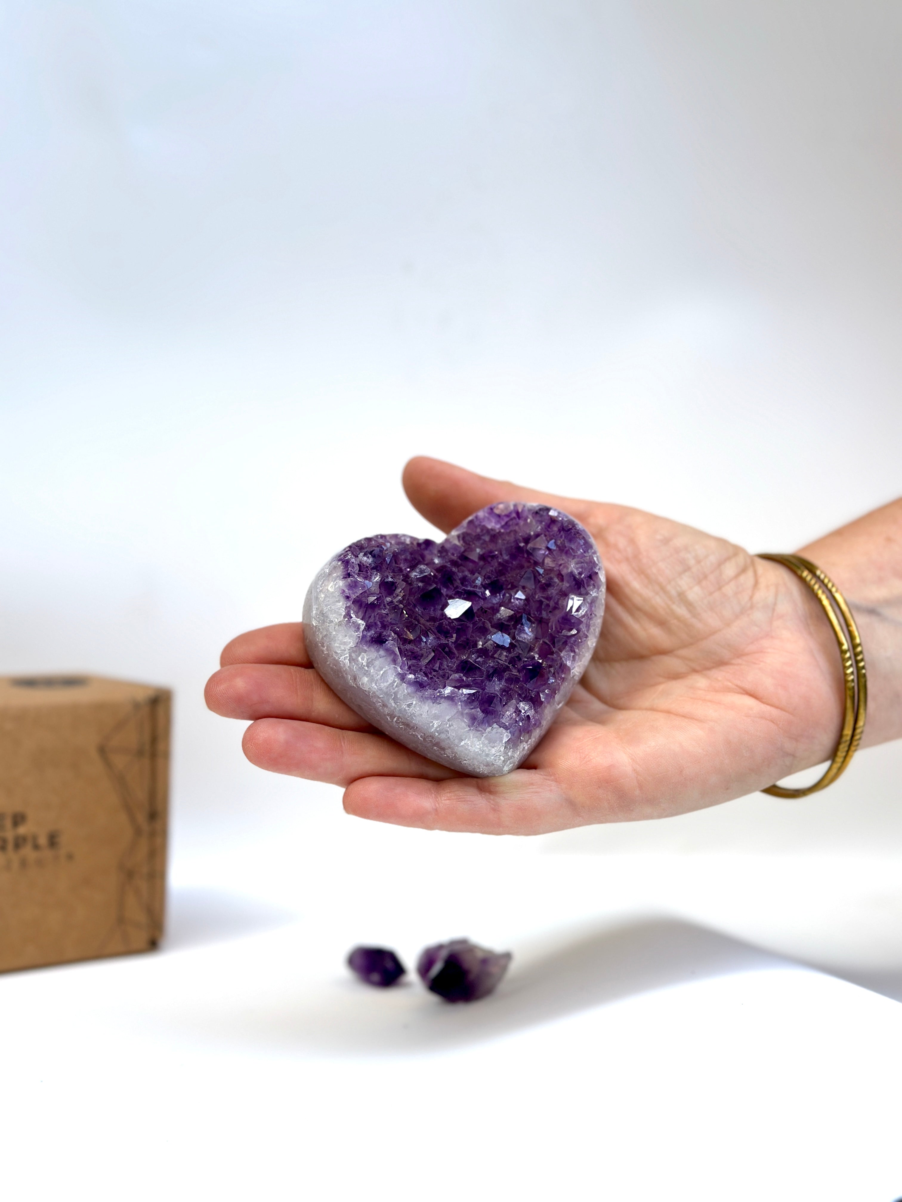 Hand Polished Natural Uruguayan Amethyst Heart