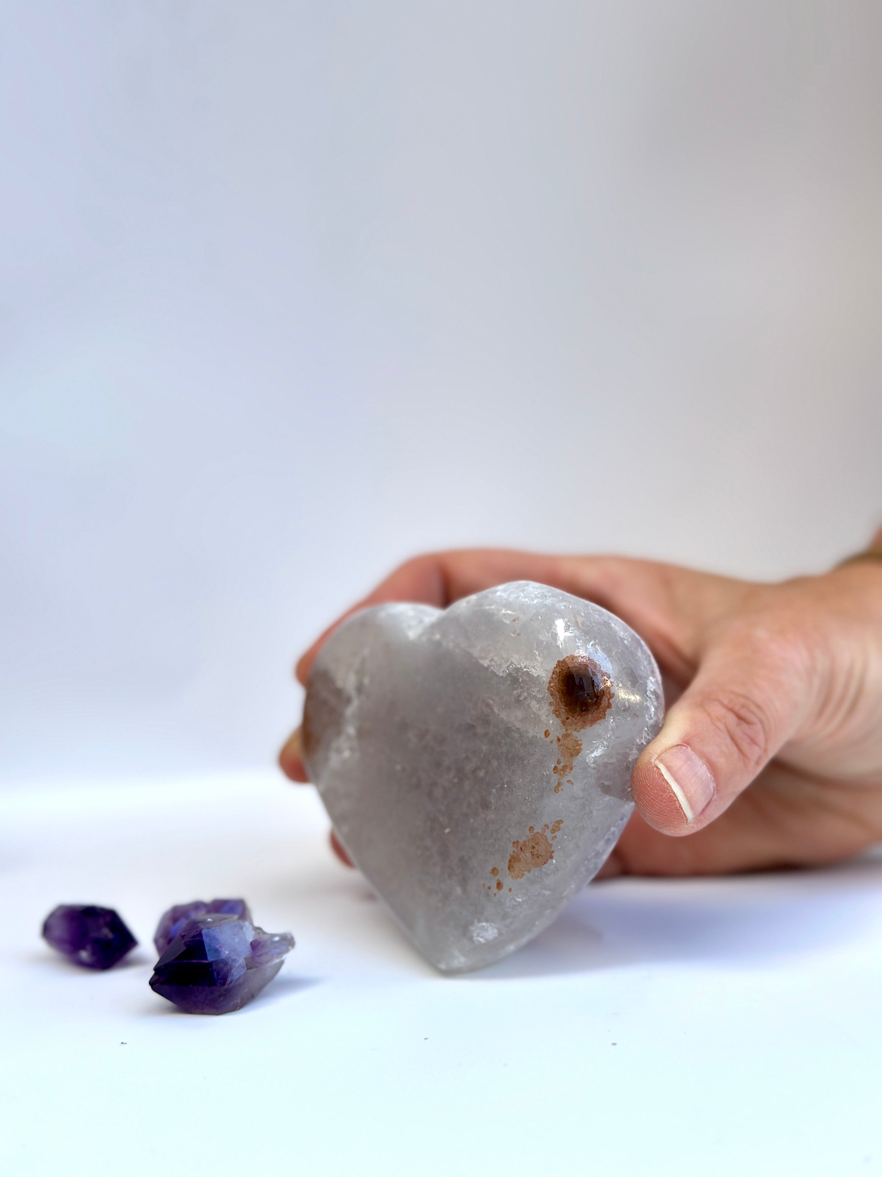 Hand Polished Natural Uruguayan Amethyst Heart