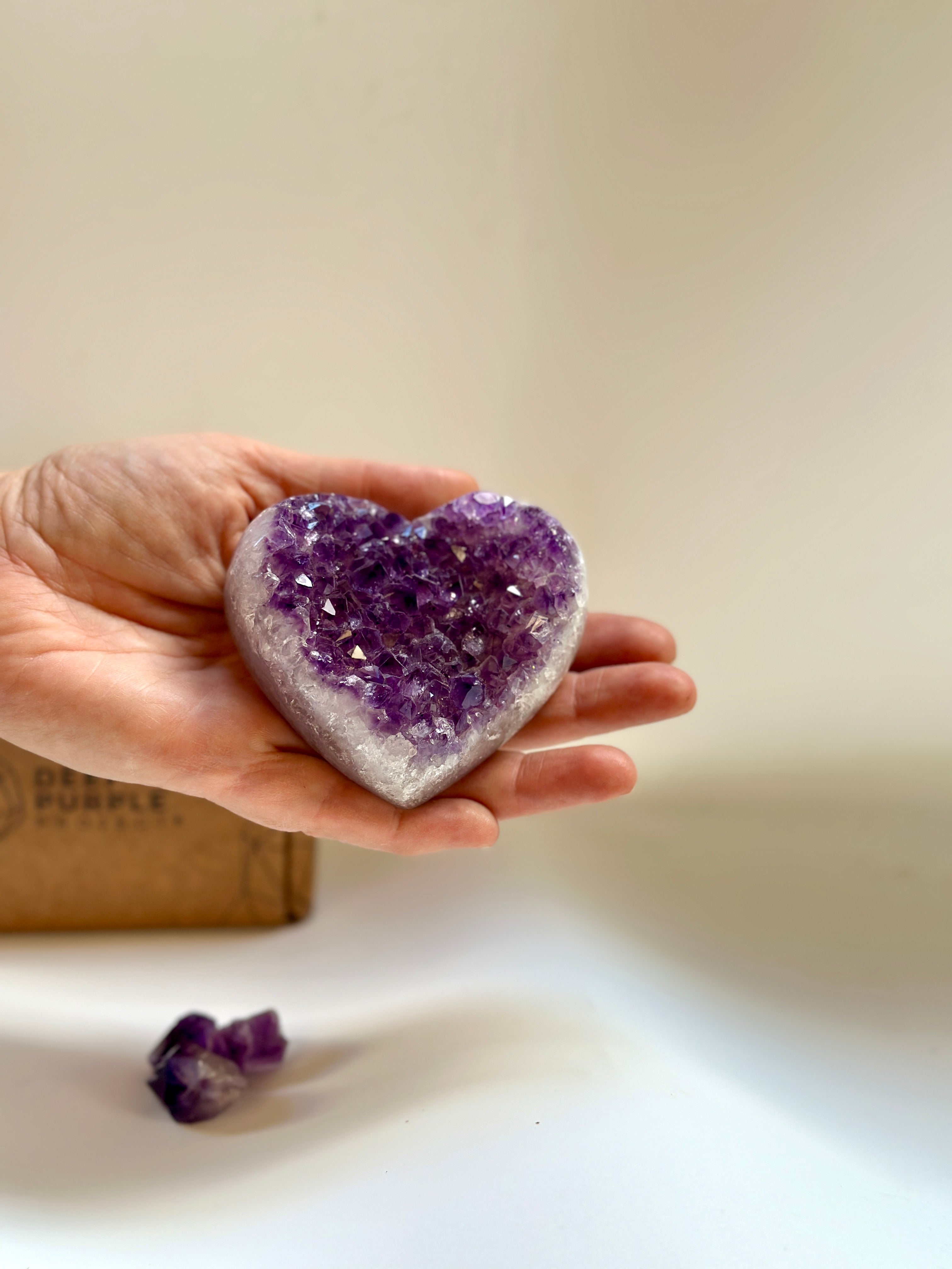Hand Polished Natural Uruguayan Amethyst Heart