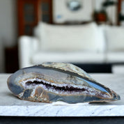 Agate Toptable Decor, Natural geode from Uruguay, Deep Purple Project Crystal, Stunning cave with amethysts points inside