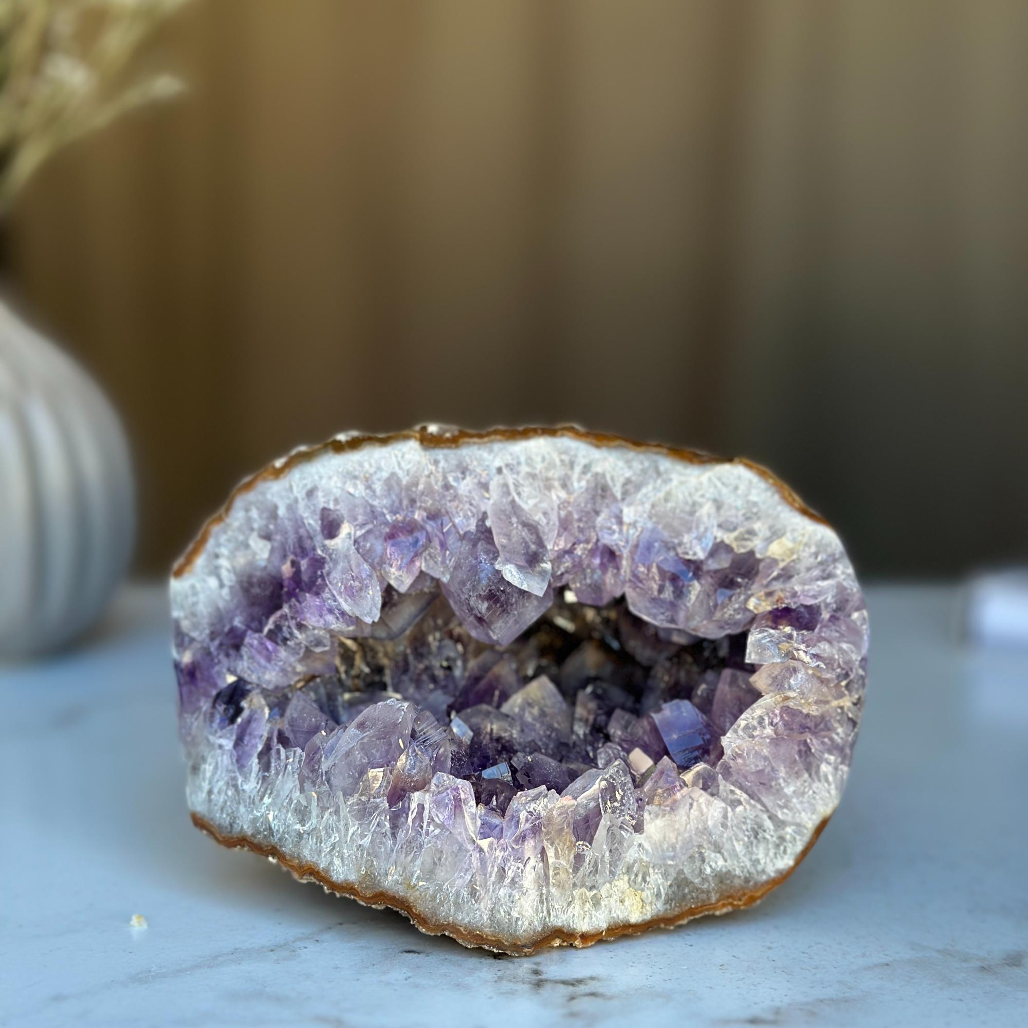 Amethyst Cave Geode with Agate Formations, Home Decor Crystal, High Quality Quartz Cluster