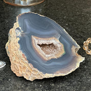 Large Quartz Geode Cave with Agate edges, Unique Home Decor Crystal, High Quality Quartz, Crystal centerpiece