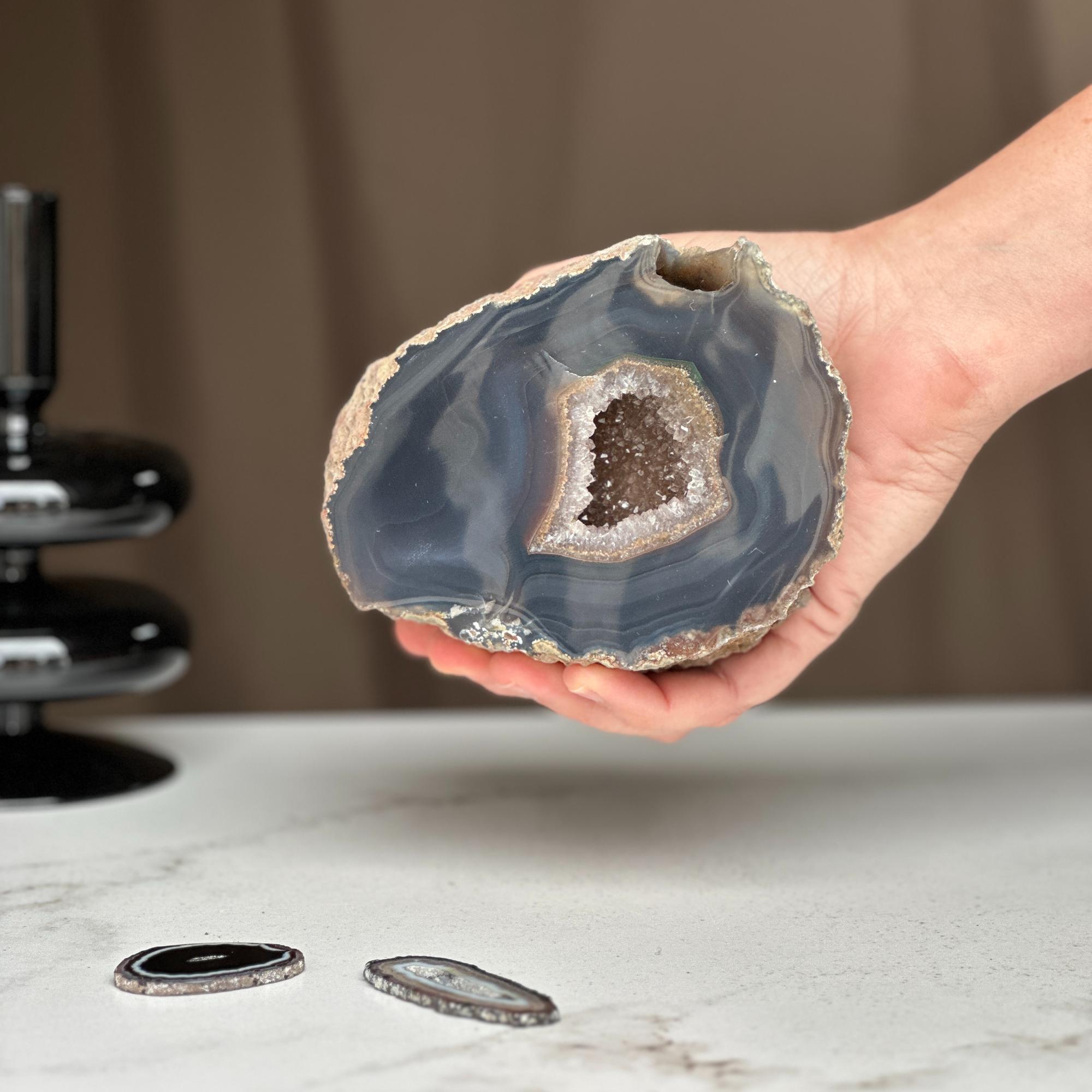 Large Quartz Geode Cave with Agate edges, Unique Home Decor Crystal, High Quality Quartz, Crystal centerpiece