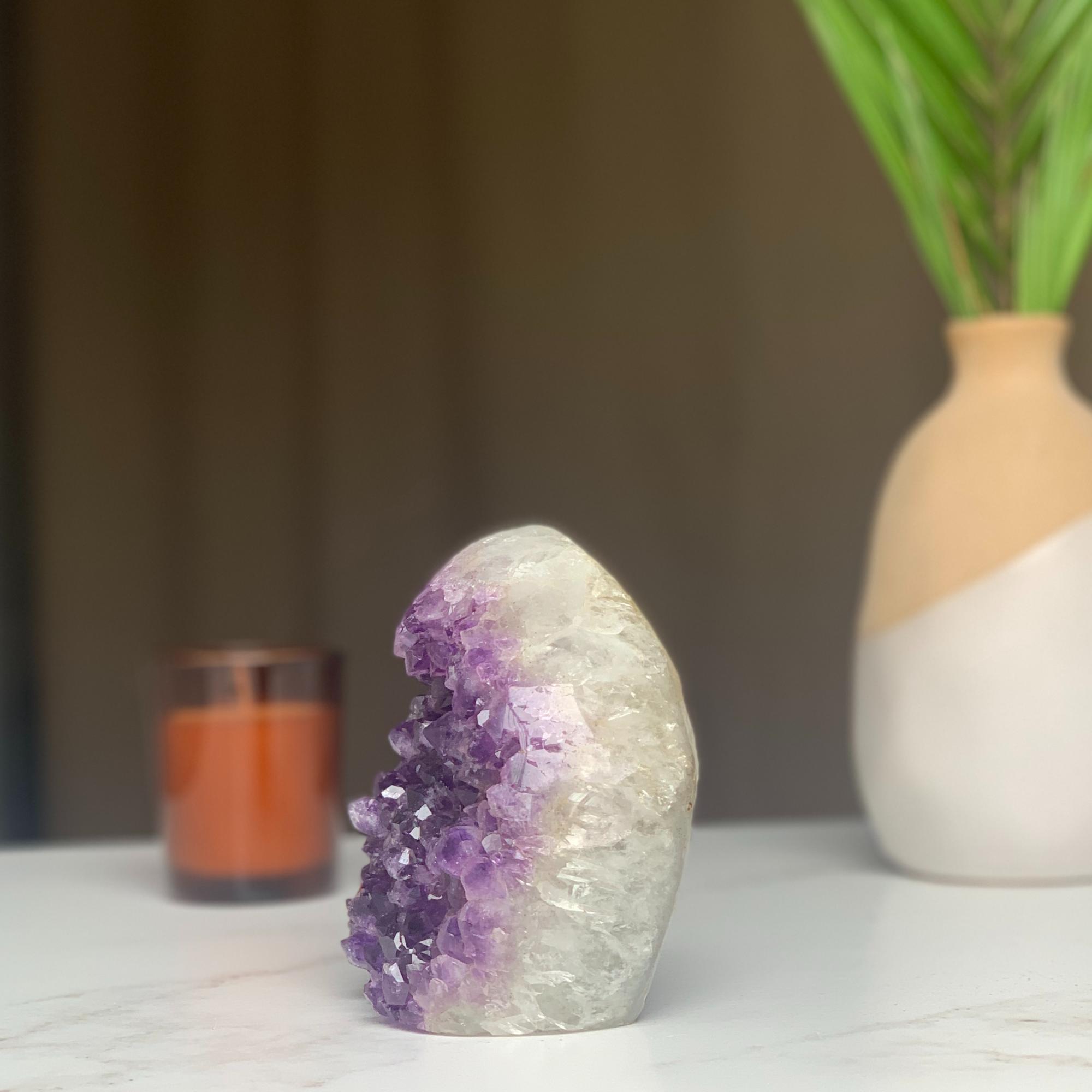 Amethyst and jasper flame, Ascension crystal perfect as spiritual gift