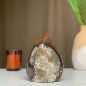 Agate and clear quartz crystal flame cluster, flame druzy crystal, crystal tower, Ascension crystal