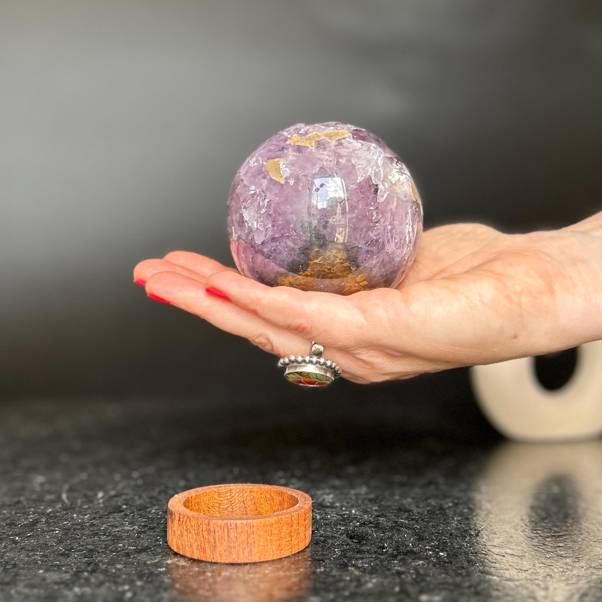 Amethyst sphere with agate layers, Crystal Ball 1 Lb, Large Agate sphere, Top quality crystal ball