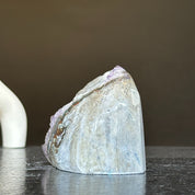 Deep purple Uruguay amethyst crystal geode, 3x3 inches, 1.2 lb, with natural rough exterior.