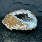 Natural Quartz Stone Geode, Flat Geode with Agate formations, Uruguayan Cave