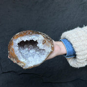 Natural Quartz Stone Geode, Flat Geode with Agate formations, Uruguayan Cave