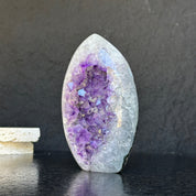 Amethyst Geode Crystal Egg with incredible Agate formations, Natural cave shaped polished agate stone