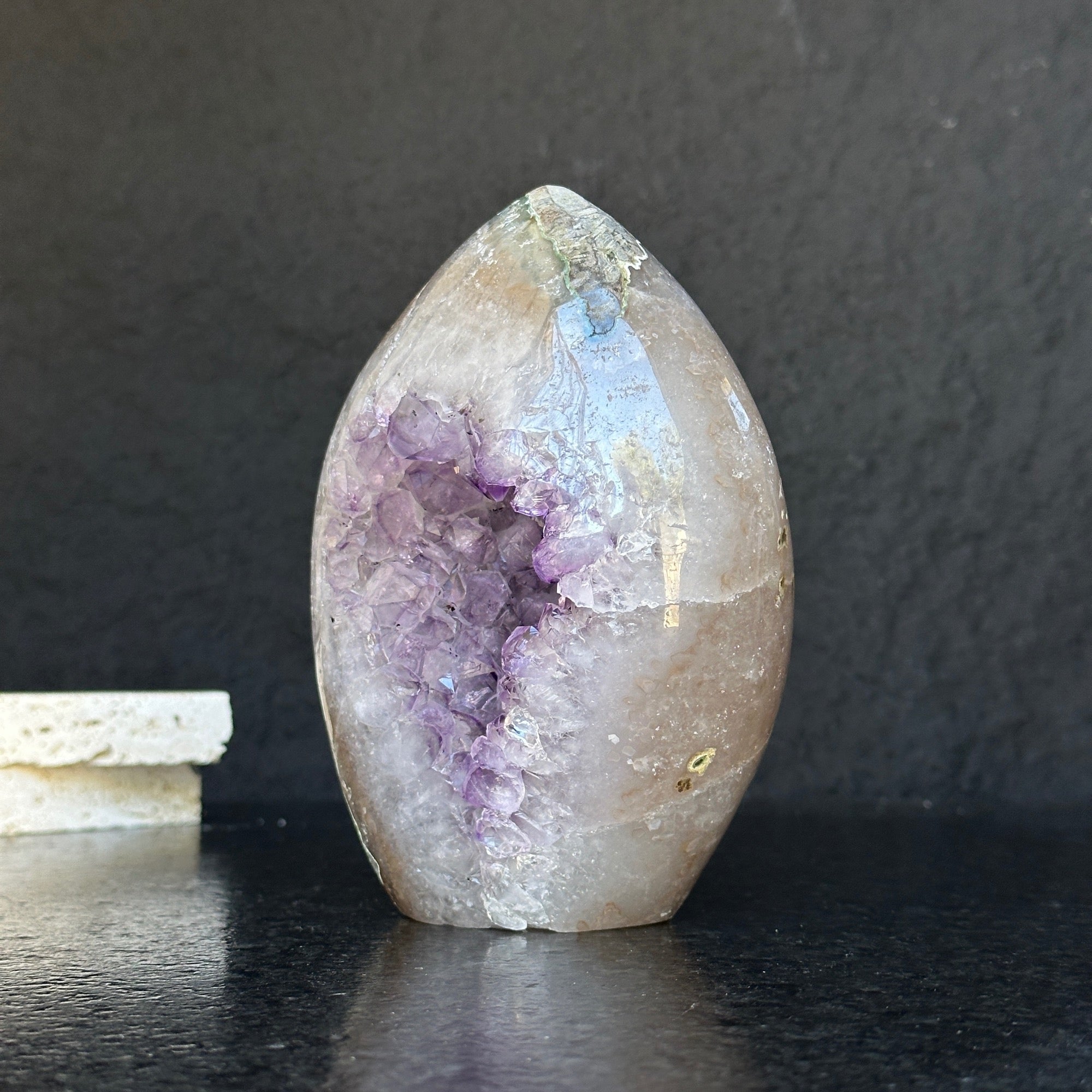 Extra Large Amethyst Geode Cave, Oval shaped Full polished stone, Stunning decor piece, Giant Crystal