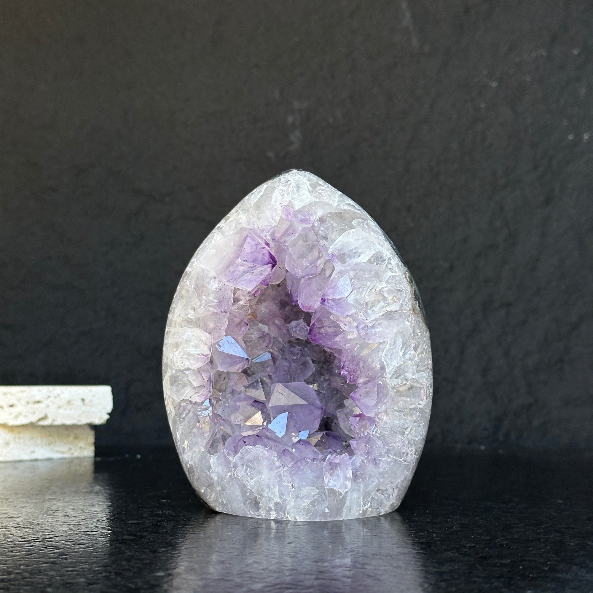 Extra Large Amethyst Geode Cave, Oval shaped Full polished stone, Stunning decor piece, Giant Crystal