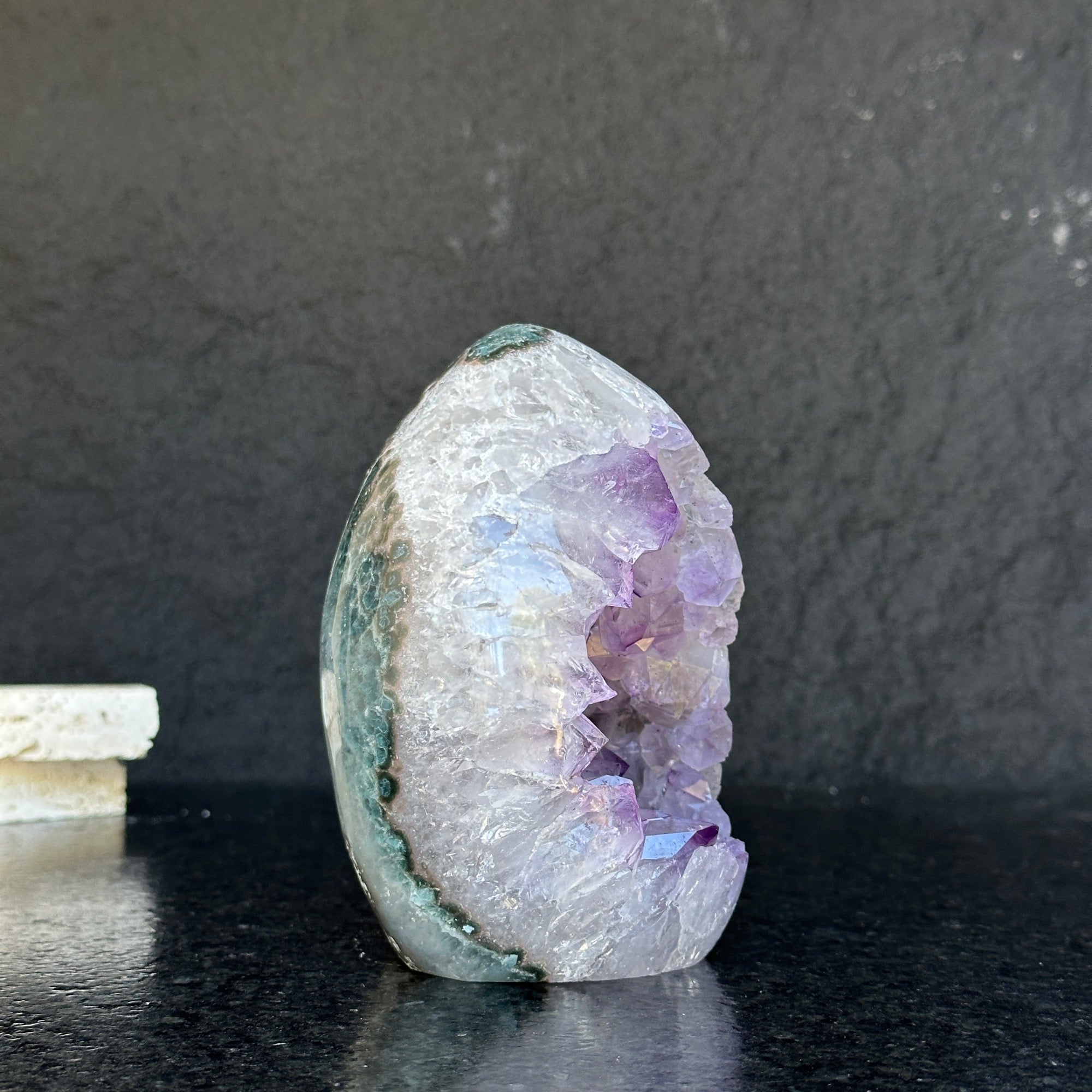 Extra Large Amethyst Geode Cave, Oval shaped Full polished stone, Stunning decor piece, Giant Crystal
