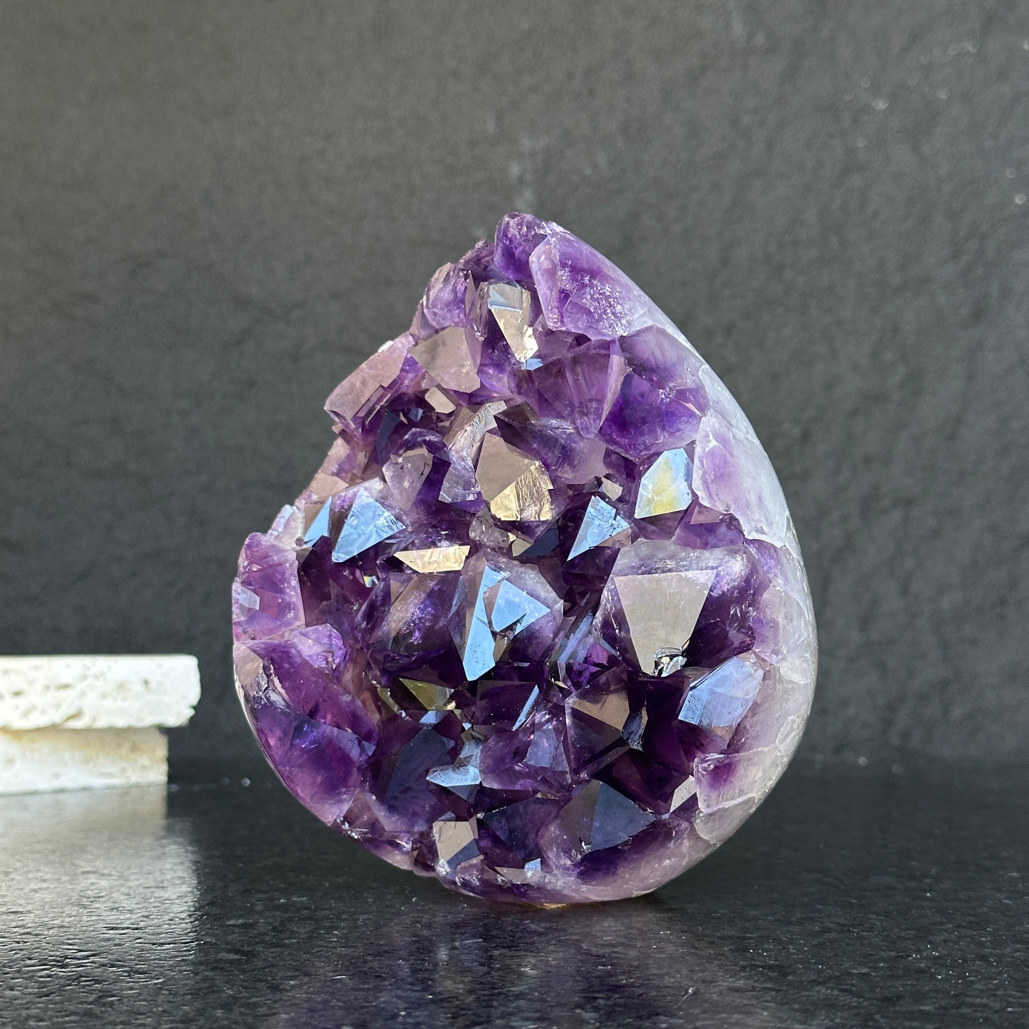 Amethyst Geode Crystal Egg with incredible Agate formations, Natural cave shaped polished agate stone