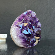Amethyst Geode Crystal Egg with incredible Agate formations, Natural cave shaped polished agate stone