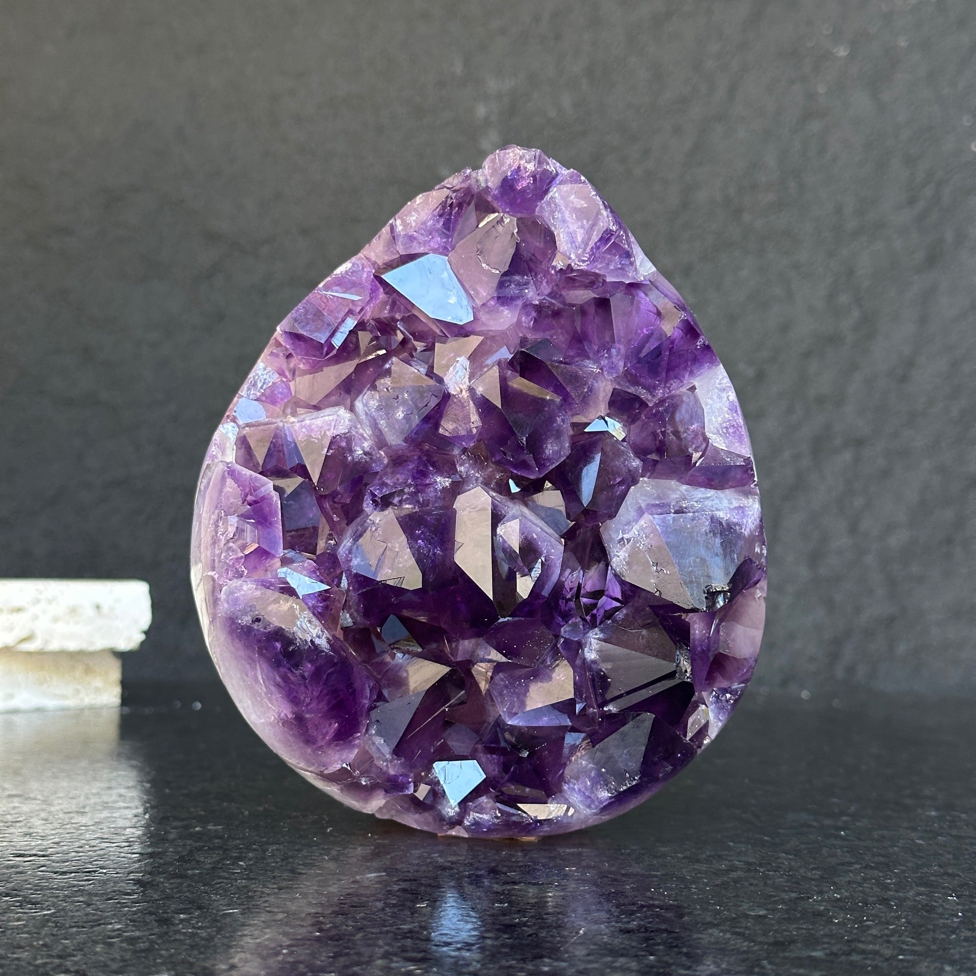 Amethyst Geode Crystal Egg with incredible Agate formations, Natural cave shaped polished agate stone