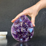 Amethyst Geode Crystal Egg with incredible Agate formations, Natural cave shaped polished agate stone
