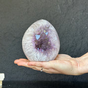 Quartz, Amethyst and Agate Stone Egg, 3 Lb Oval Full polished Crystal