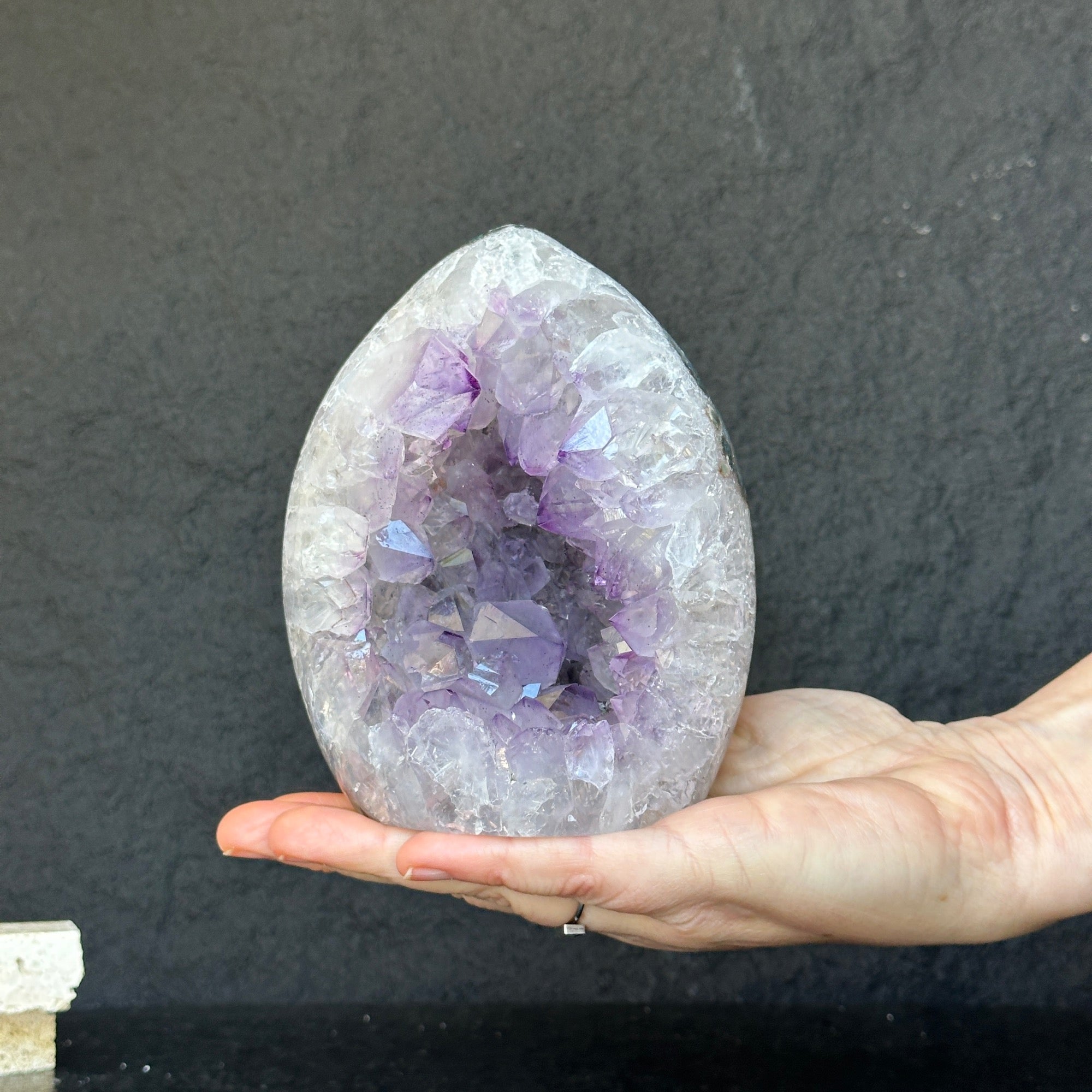 Extra Large Amethyst Geode Cave, Oval shaped Full polished stone, Stunning decor piece, Giant Crystal