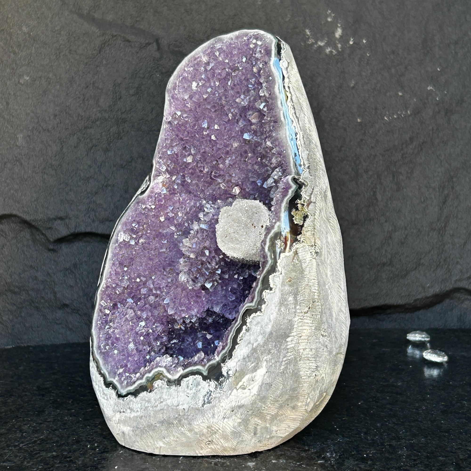 Precious amethyst stone, semi precious geode