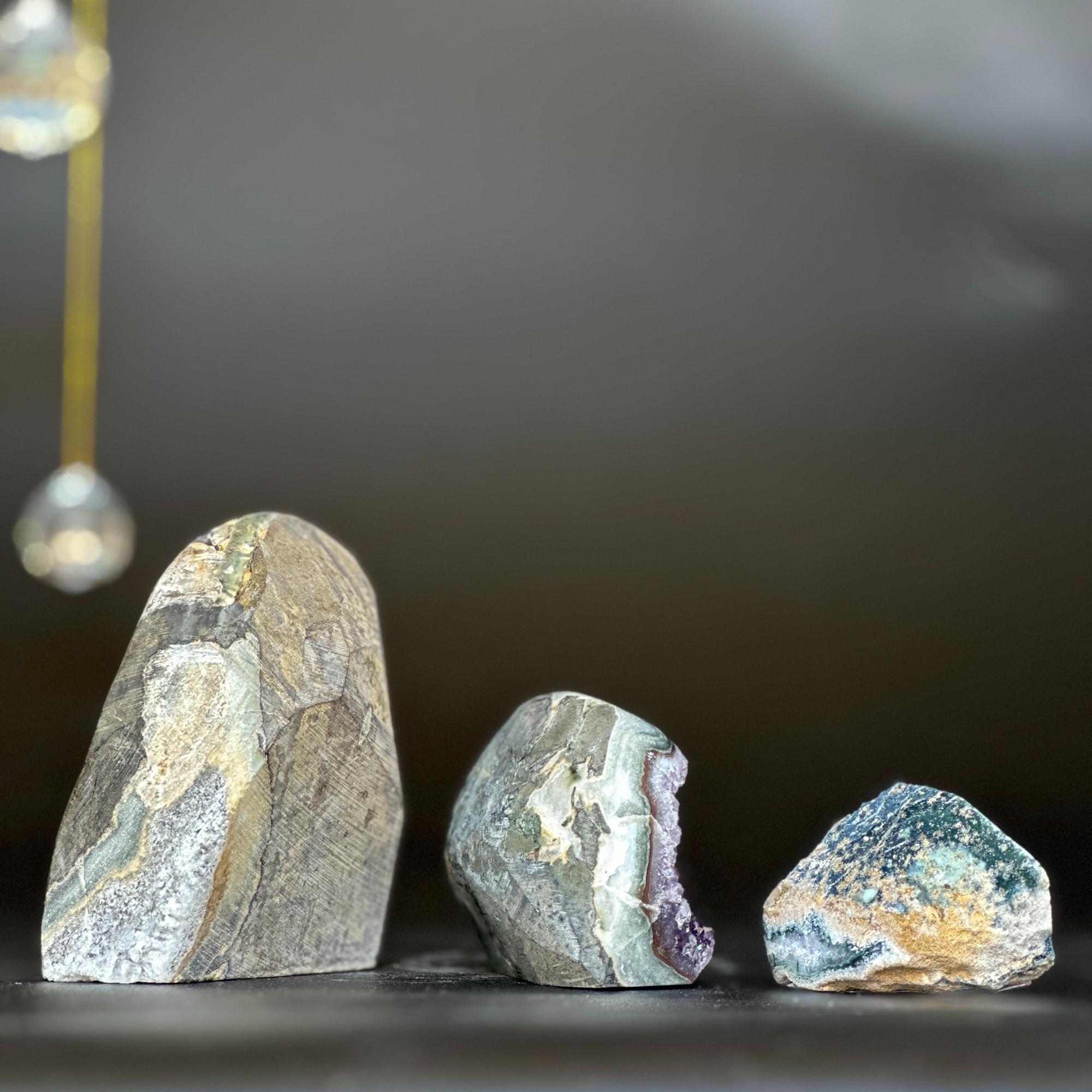 Rare Rainbow Amethyst Cluster - Set of 3