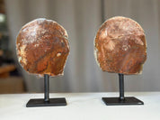 Red Jasper Slice on Stand SET, 7 in Tall Crystals in metallic base, Unique home decoration, rare finds mineral formations