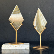 Jasper Slice on Stand SET, 8 in Tall Crystal with metallic base, Unique home decoration, rare finds mineral formations