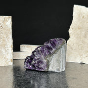 Deep purple Uruguayan amethyst cluster with agate formations, 3x3 inches, 2.1 lb.