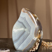 Unique Gray and Brown Uruguayan Agate Flame Geode
